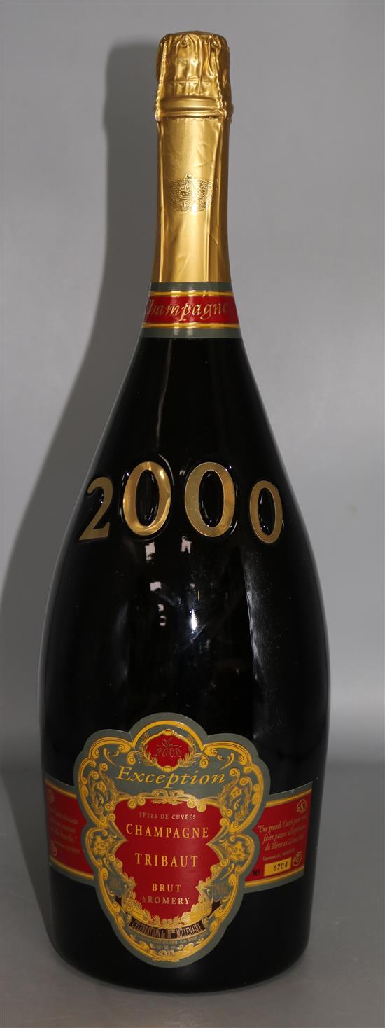 A Jeroboam of Tribaut Champagne 2000 Exception, in presentation box, box 21in.